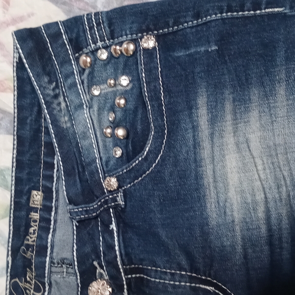 Revolution by Revolt Juniors Crystal Boot cut Jeans size 13 - Picture 7 of 16